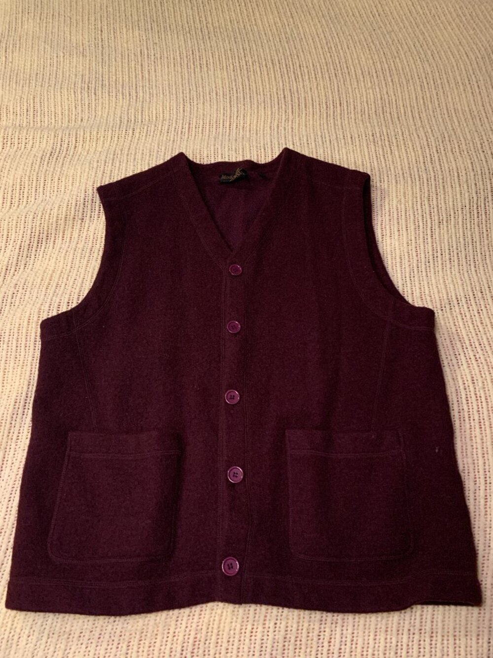 Beautiful Vintage Burgundy Wool Button-Up Vest